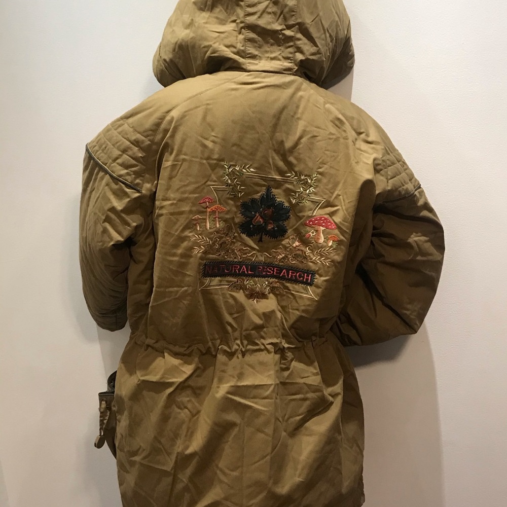 Authentic Original Vintage Style Tan Utility Jacket with Embroidered Back